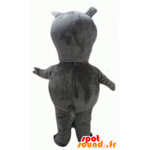 Gray rabbit mascot, which pulls the tongue - MASFR22815 - Rabbit mascot