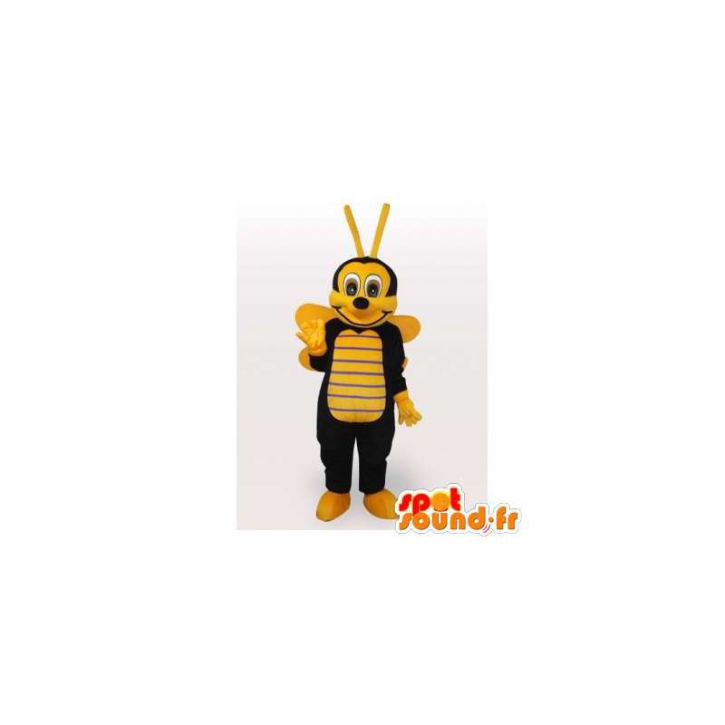 Mascot gelb und schwarz Biene. Kostüm Wespe - MASFR006529 - Maskottchen Biene