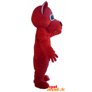 Red Dog mascotte, lachend, met zonnebril - MASFR22821 - Dog Mascottes