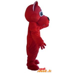Rød hundemaskot, smilende, med solbriller - Spotsound maskot