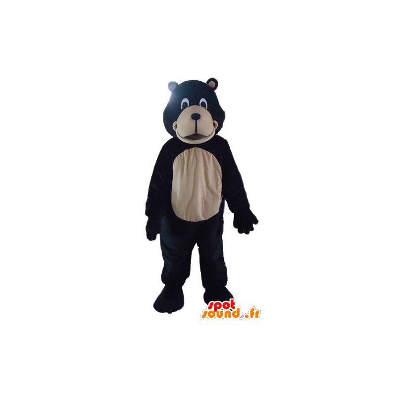 Kæmpe sort og beige bjørnemaskot - Spotsound maskot kostume