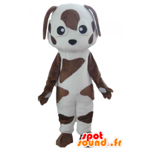 Hvid og brun hundemaskot, plettet - Spotsound maskot kostume