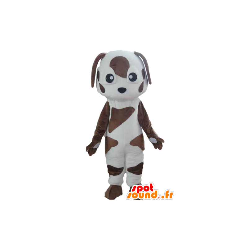 Hvid og brun hundemaskot, plettet - Spotsound maskot kostume
