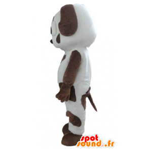 Mascotte de chien blanc et marron, tachetée - MASFR22823 - Mascottes de chien