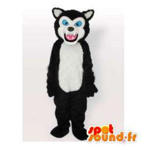 Mascotte de husky noir et blanc. Costume de chien loup - MASFR006530 - Mascottes de chien