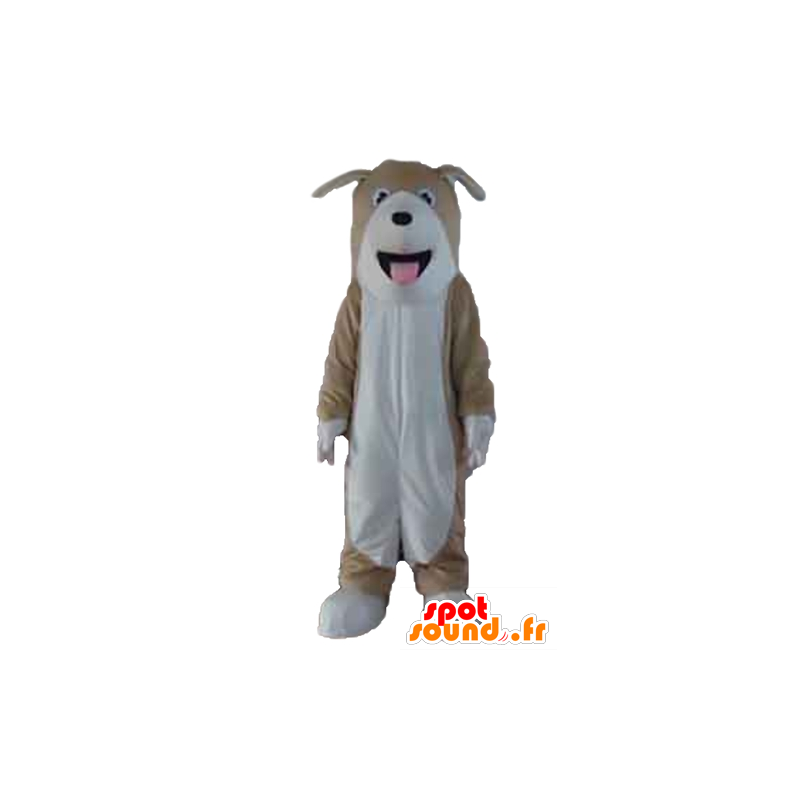 Mascotte de chien tricolore, marron, blanc et noir - MASFR22824 - Mascottes de chien