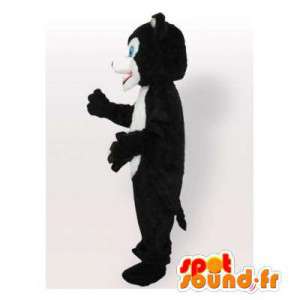Mascot rouca preto e branco. fantasia de cachorro lobo - MASFR006530 - Mascotes cão