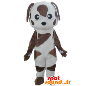 Bruine en witte hond mascotte, gespot - MASFR22831 - Dog Mascottes