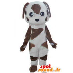 Brun och vit hundmaskot, prickig - Spotsound maskot