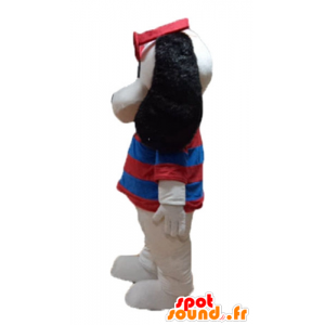 Mascot white and black dog with a striped sweater - MASFR22833 - Dog mascots