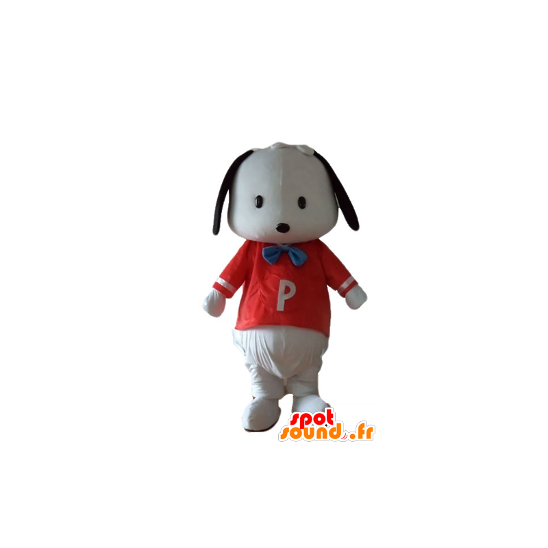 Mascot black and white puppy with a red shirt - MASFR22834 - Dog mascots