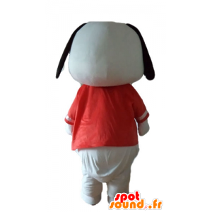 Mascotte zwart en wit puppy met een rood shirt - MASFR22834 - Dog Mascottes