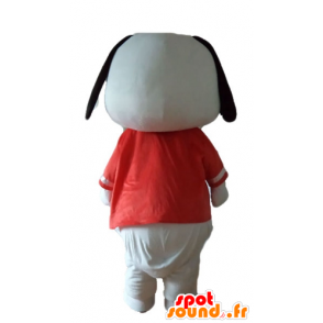 Mascot cucciolo bianco e nero con una camicia rossa - MASFR22834 - Mascotte cane