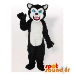 Mascotte de husky noir et blanc. Costume de chien loup - MASFR006530 - Mascottes de chien