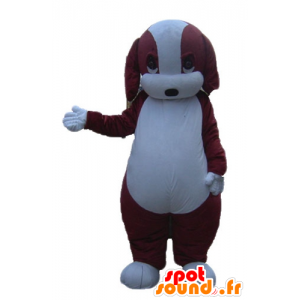 Marrom e mascote cão branco, gordo e bonito - MASFR22838 - Mascotes cão