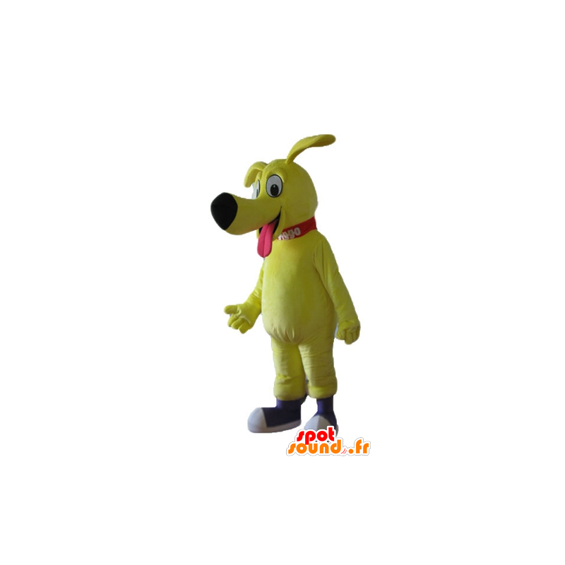 Mascot cão amarelo grande, muito bonito e agradável - MASFR22840 - Mascotes cão
