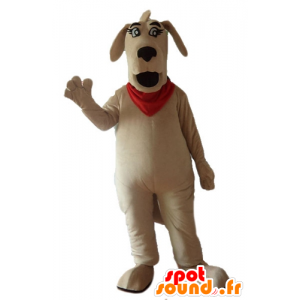 Mascotte de grand chien marron avec un foulard rouge - MASFR22841 - Mascottes de chien