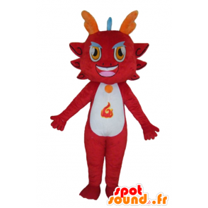 Mascotte de dragon rouge, à l'air diabolique - MASFR22843 - Mascotte de dragon