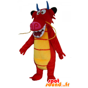 Mascotte de Mushu, le célèbre dragon rouge du dessin animé Mulan - MASFR22847 - Mascottes Personnages célèbres