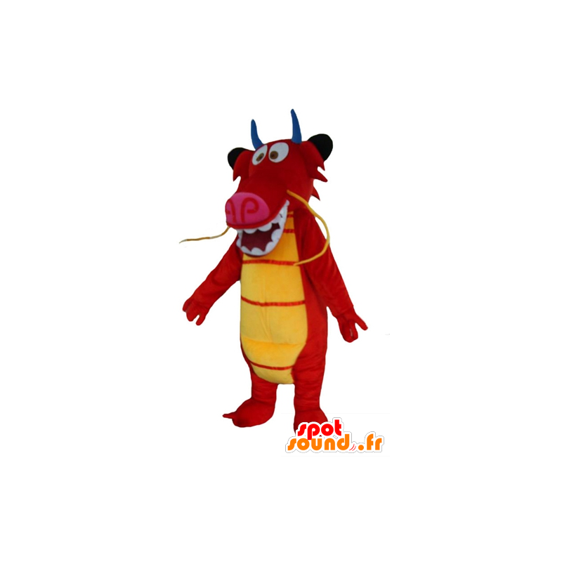 Maskot Mushu, den berömda röda draken från tecknad film Mulan -