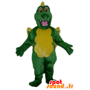 Mascotte de dragon vert et jaune, géant - MASFR22848 - Mascotte de dragon