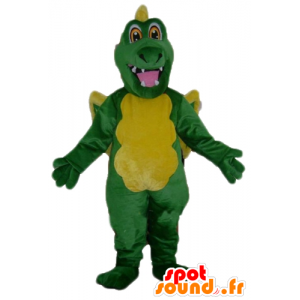 Zielony i żółty smok maskotka, gigant - MASFR22848 - smok Mascot