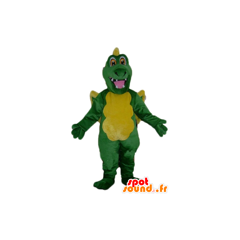 Grøn og gul drage maskot, kæmpe - Spotsound maskot kostume
