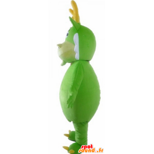 Drago verde mascotte, bianco e giallo, creatura verde - MASFR22849 - Mascotte drago