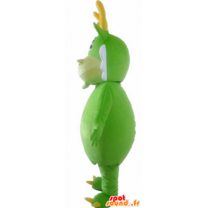 Grön drakmaskot, vit och gul, grön varelse - Spotsound maskot