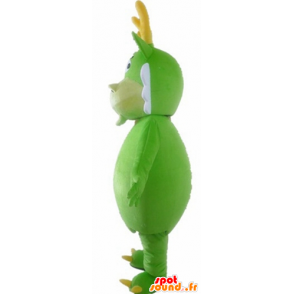 Grøn drage maskot, hvid og gul, grøn væsen - Spotsound maskot