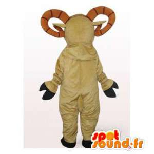 Beige ram mascotte met grote hoorns - MASFR006531 - Mascot Bull