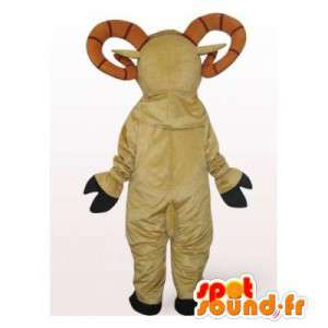 Beige ram maskotti on suuret sarvet - MASFR006531 - Mascotte de Taureau