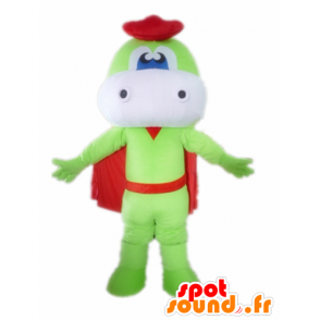 Grønn og hvit drage maskot, med en kappe og en beret - MASFR22850 - dragon maskot