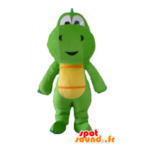 Grøn og gul dinosaur maskot, drage - Spotsound maskot kostume