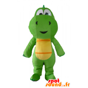 Maskotka zielony i żółty dinozaur, smok - MASFR22851 - dinozaur Mascot