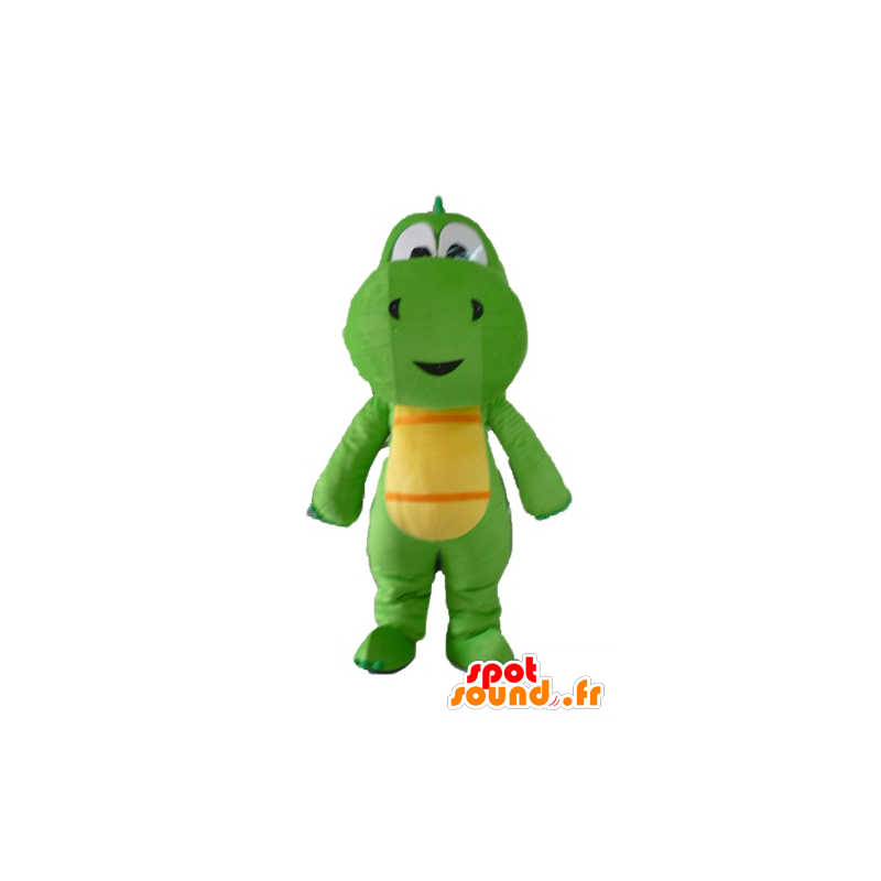 Mascot green and yellow dinosaur, dragon - MASFR22851 - Mascots dinosaur