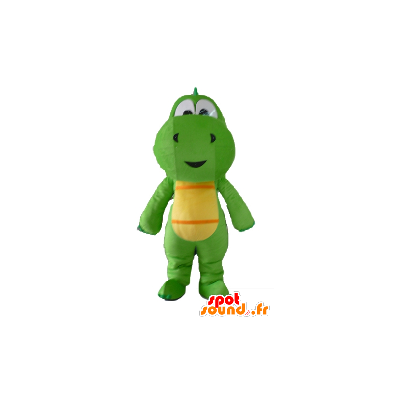 Mascot groen en geel dinosaurus, dragon - MASFR22851 - Dinosaur Mascot