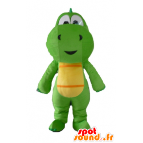 Grön och gul dinosaurie maskot, drake - Spotsound maskot