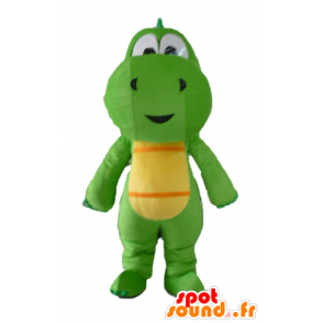 Maskotka zielony i żółty dinozaur, smok - MASFR22851 - dinozaur Mascot