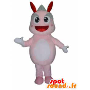 Mascot roze en grijze dinosaurus, reusachtige draak - MASFR22852 - Dinosaur Mascot