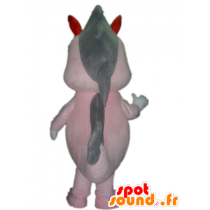 Mascot roze en grijze dinosaurus, reusachtige draak - MASFR22852 - Dinosaur Mascot