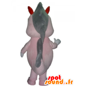 Mascotte de dinosaure rose et gris, de dragon géant - MASFR22852 - Mascottes Dinosaure