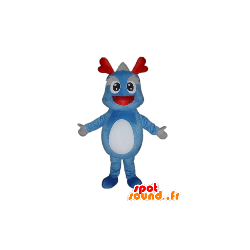 Mascot modré a šedé dinosaurů, obří drak - MASFR22853 - Dinosaur Maskot