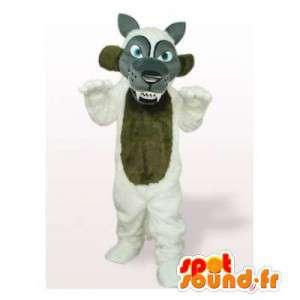 Grå ulvmaskot, brun og hvid - Spotsound maskot kostume