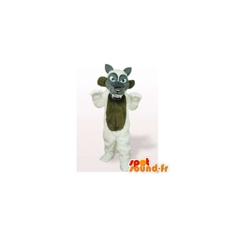 Grå ulvmaskot, brun og hvid - Spotsound maskot kostume