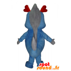 Blu mascotte e grigio dinosauro, drago gigante - MASFR22853 - Dinosauro mascotte