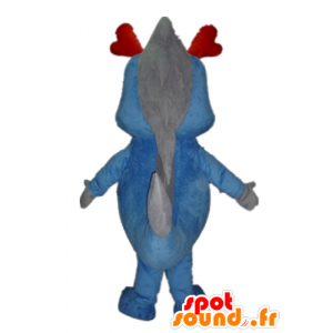 Mascot modré a šedé dinosaurů, obří drak - MASFR22853 - Dinosaur Maskot