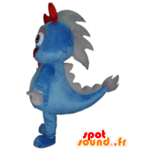 Blu mascotte e grigio dinosauro, drago gigante - MASFR22853 - Dinosauro mascotte