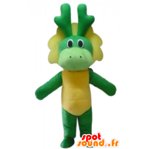 Mascot groen en geel dinosaurus, dragon - MASFR22854 - Dinosaur Mascot