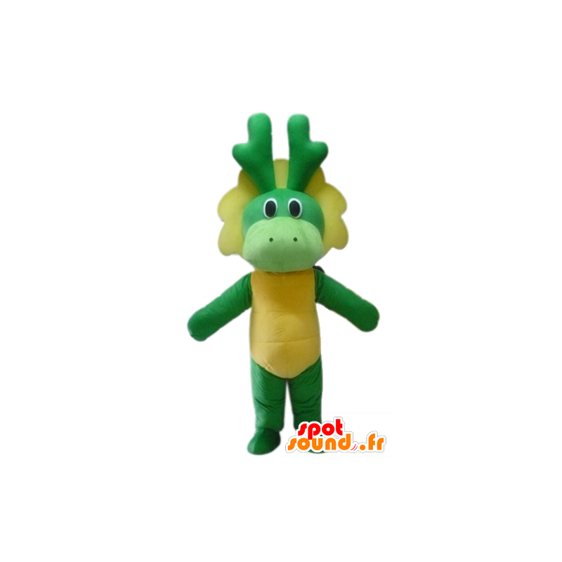 Mascot green and yellow dinosaur, dragon - MASFR22854 - Mascots dinosaur